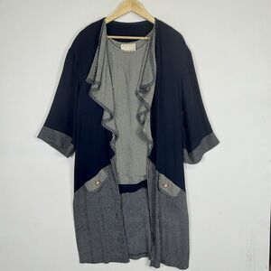 Spencer Alexis Vtg 2 Pc Shirt Top Women 10 Blue Beige Gingham Grandma‎ Nautical